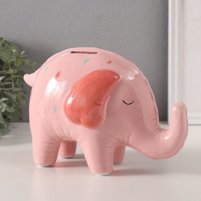 Копилка керамика Копилка керамика "Слонёнок-шарик в конфетти" 21,9х10,7х14,1 см