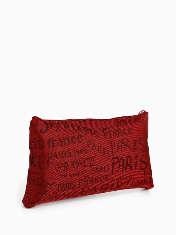 Набор простых косметичек 2 в 1 на молниях, с надписями, красный