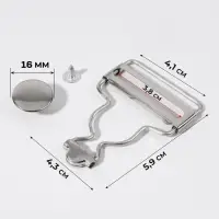 Застёжки для комбинезона, с кнопками, 38 мм, 10 шт., цвет серебряный