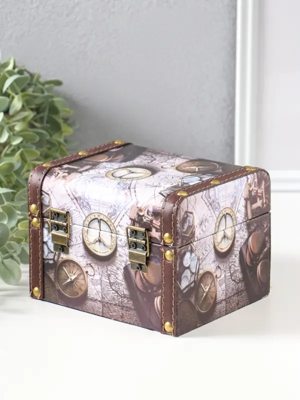 Шкатулка дерево "Карта и компас" набор 3 шт 8,5х12х8,5 12,5х15х11,5 18х15,5х13 см