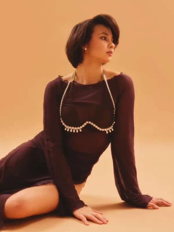 Бодичейн женский на тело &laquo;Жемчужные капли&raquo;, белый в серебре