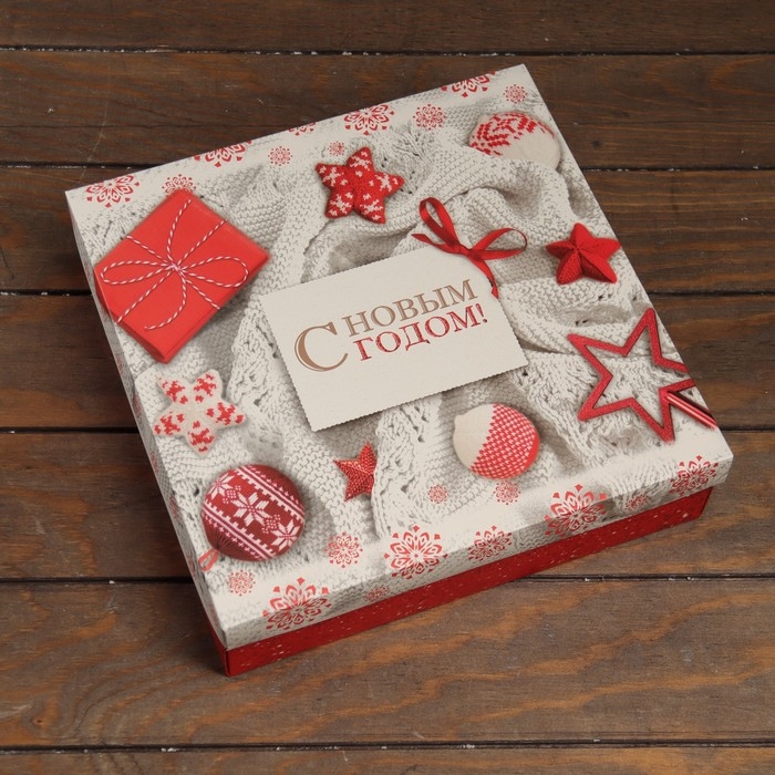 Новый год. Коробка подарочная новогодняя складная, крышка-дно Новый год. Коробка подарочная новогодняя складная, крышка-дно "Волшебная новогоднее утро" 30 х 30 х 8 см