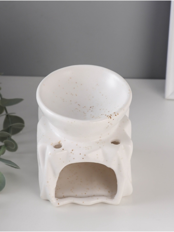 Аромалампа керамика Аромалампа керамика "Грани. Куб" белый с крапинками 8х8х9,5 см