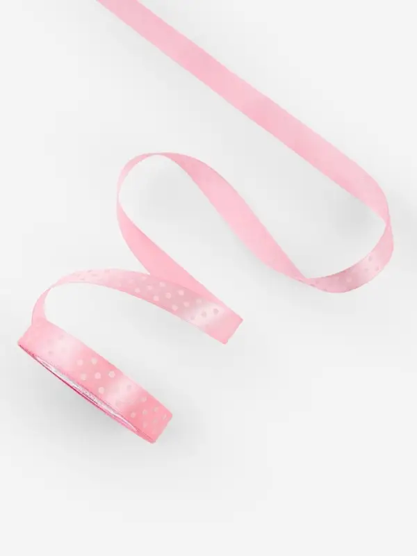 Лента атласная &laquo;Горошек&raquo;, 15 мм, 23&plusmn;1 м, розовая №004