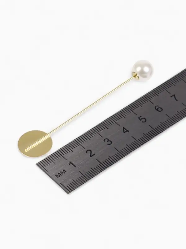 Основа &laquo;Брошь-игла&raquo; с бусиной d=1 см (набор 5 шт.), L=7.5 см, площадка 1.5 см, цвет золото