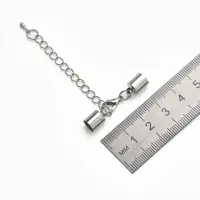 Замок карабин 5 шт. 12&times;7 мм, с удлинителем и обжимными круглыми концевиками 11&times;7 мм, внутренний 6.5 мм, цвет серебро