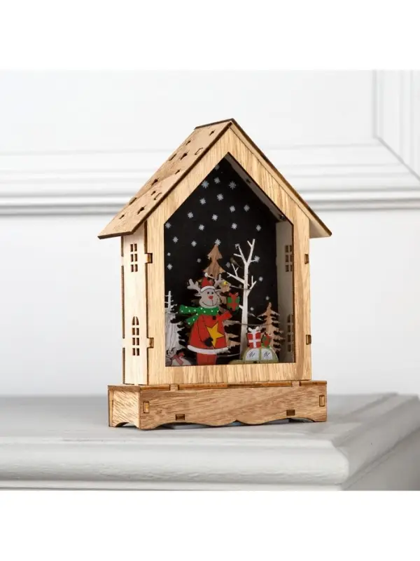 Светодиодная фигура &laquo;Дом с оленем&raquo; 12&times;17&times;4 см, дерево, от батареек АААх2, свечение тёплое белое