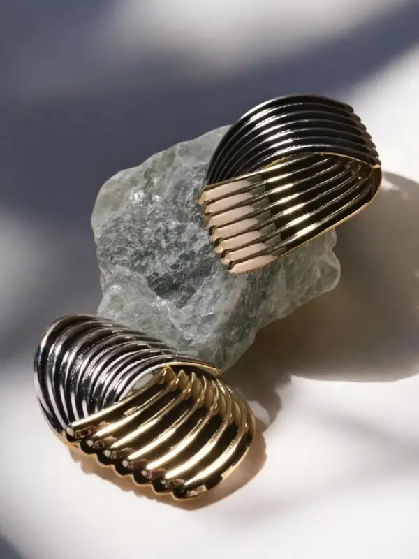 Серьги металл Серьги металл "Тренд" плетение, цвет золото с серебром