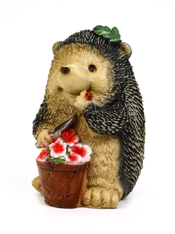 Садовая фигура из полистоуна &laquo;Ёжик с цветочным горшком&raquo;, 20&times;17&times;26 см