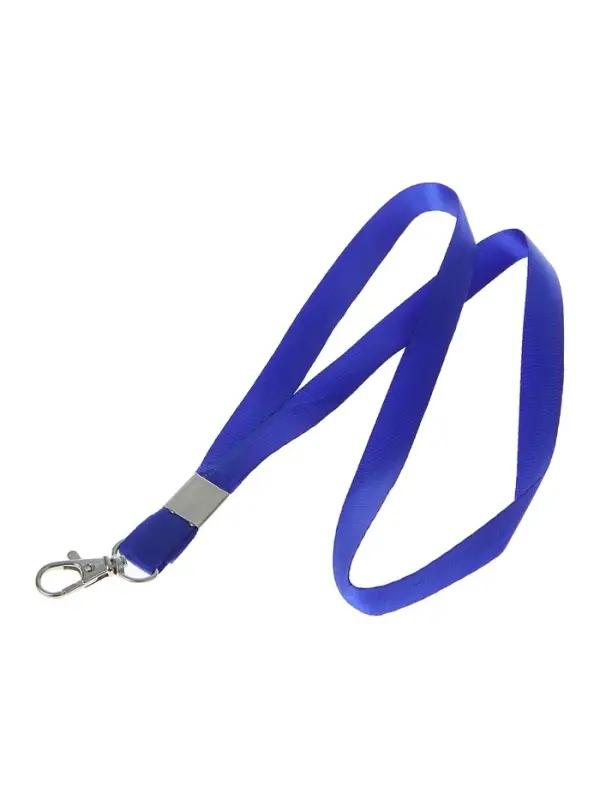 Лента для бейджа, ширина-15 мм, длина-80 см, с металлическим карабином, синяя Лента для бейджа, ширина-15 мм, длина-80 см, с металлическим карабином, синяя