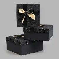 Набор коробок 3 в 1 квадрат (19*19*9,8/17*17*8/15*15*6,5 см) черный
