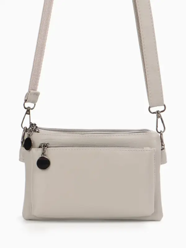 Сумка женская кросс-боди на молнии, 20.5&times;2&times;13 см, серая