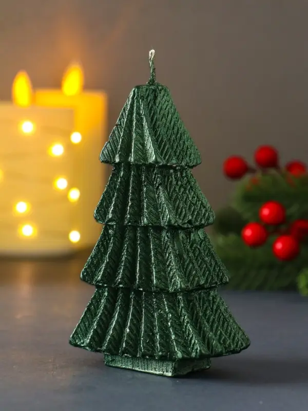 Свеча "Ёлка геометрия" 80*120 мм, лак, зеленая