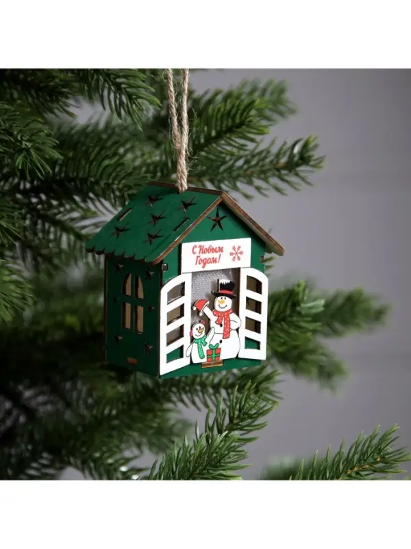 Ёлочная игрушка &laquo;Два снеговика&raquo;, 8&times;7&times;6 см, 1 LED, от батареек, свечение тёплое белое