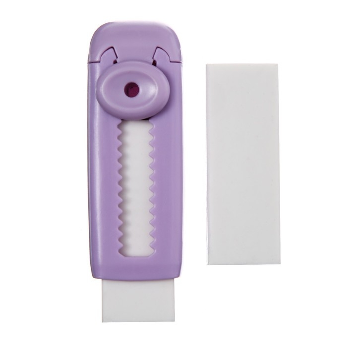 Ластик прямоугольный белый в пластиковом выдвижном держателе, запасной ластик, в блистере, МИКС Ластик прямоугольный белый в пластиковом выдвижном держателе, запасной ластик, в блистере, МИКС