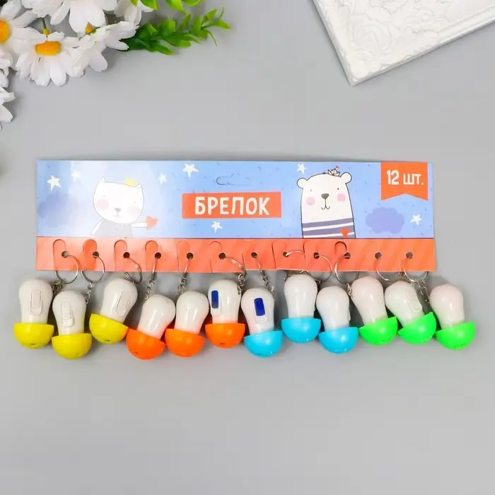 Фонарик брелок для ключей на кольце «Грибочек», мигает, 4×2.5×2.5 см, МИКС Фонарик брелок для ключей на кольце «Грибочек», мигает, 4×2.5×2.5 см, МИКС