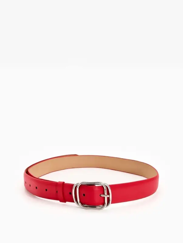Ремень жен 06-01-02-01, Июнь2504, 3,2*0,3*110 см, без винта, пряж металл, 1 прокол, красный   109031