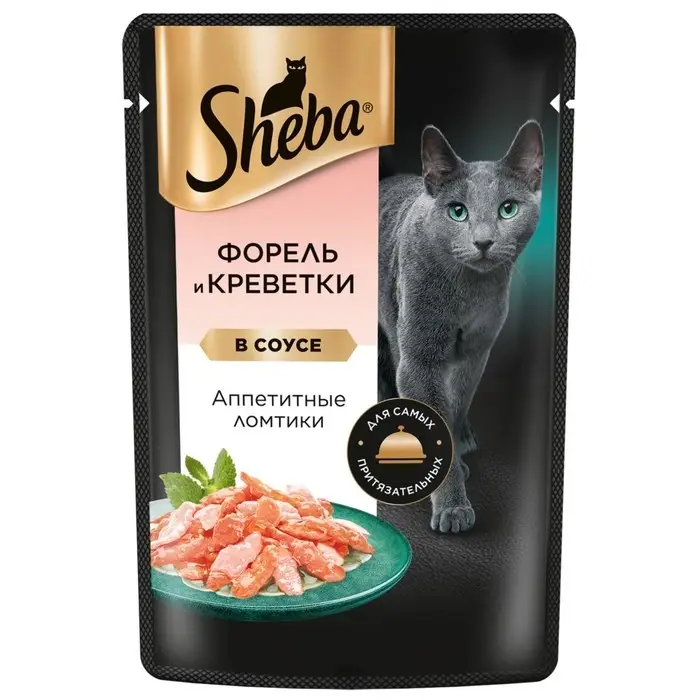 Влажный корм Sheba для кошек, креветки/форель, пауч, 75 г Влажный корм Sheba для кошек, креветки/форель, пауч, 75 г