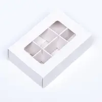 Коробка для конфет 6 штук, 8.7&times;5.8&times;2.5 см, Тонкие разделители, белый