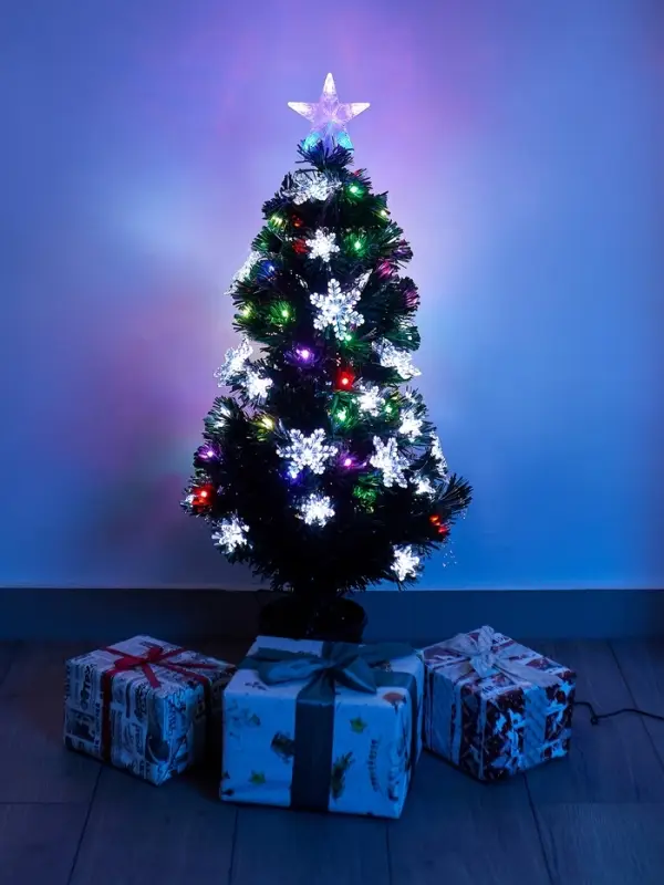 Ёлка светодиодная &laquo;Снежинки&raquo; 90 см, диаметр нижнего яруса 45 см, 80 веток, мигание, свечение мульти