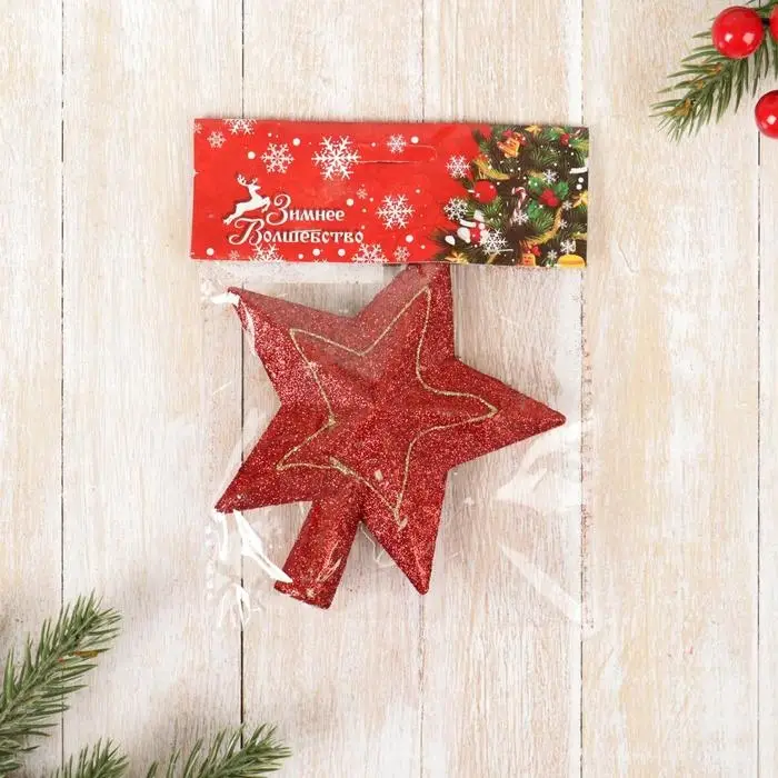 Звезда на ёлку (верхушка) золотая нить, 12 см, микс Звезда на ёлку (верхушка) золотая нить, 12 см, микс