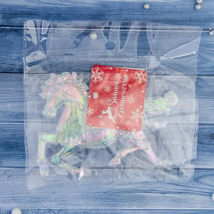 Ёлочная игрушка &laquo;Зимнее волшебство. Конь&raquo;, 9&times;12 см, прозрачный перелив