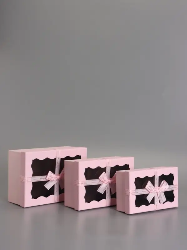 Наборок коробок 3 в 1 прямоугольные с окном 23*16*9.5 21*14*8.0 19*12*6.5 см