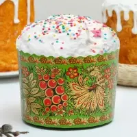 Форма бумажная для кулича Деко-про «Хохлома», 13.4×10 см, МИКС