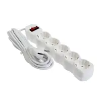 Удлинитель сетевой Luazon Lighting ECO, 5 розеток, 5 м, 10 А, 2200 Вт, заземление, белый