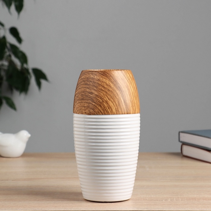 Керамическая ваза для цветов, сухоцветов «Клетис», настольная, 20 см, белый Керамическая ваза для цветов, сухоцветов «Клетис», настольная, 20 см, белый