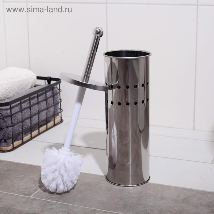 Ёршик для унитаза с подставкой, 10×10×37 см, цвет хром Ёршик для унитаза с подставкой, 10×10×37 см, цвет хром