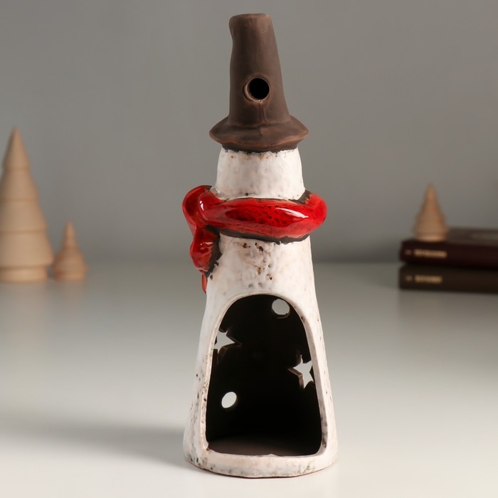 Подсвечник керамика на 1 свечу Подсвечник керамика на 1 свечу "Длинный снеговичок со звёздочками" 7х7,3х20,6 см