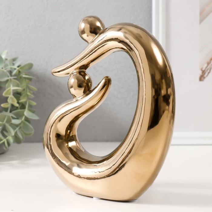 Сувенир керамика "Абстракция. Отцы и дети" золото 17х5,5х19,5 см