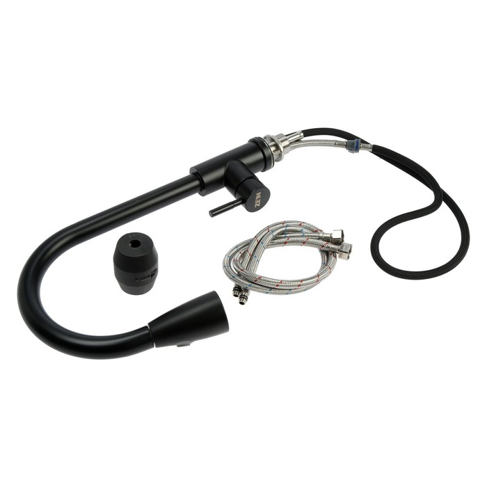 Смеситель для кухни ZEIN Z2571, нержавеющая сталь, с выдвижной лейкой, 2 режима, черный Смеситель для кухни ZEIN Z2571, нержавеющая сталь, с выдвижной лейкой, 2 режима, черный