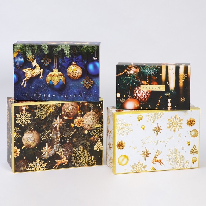 Набор коробок подарочных 15 в 1 «С Новым годом», 12 х 7 х 4 см - 46,6 х 35,2 х 17.5 см, Новый год