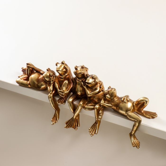 Сувенир полистоун Сувенир полистоун "Пять лягушек на отдыхе" бронза 28,5х5,5х9,5 см