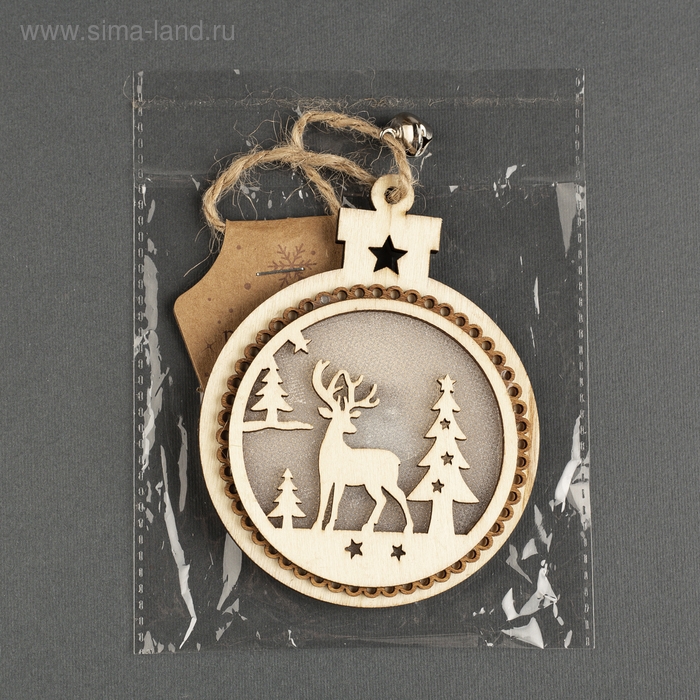 Ёлочная игрушка «Шар с оленем», от батареек, свечение тёплое белое Ёлочная игрушка «Шар с оленем», от батареек, свечение тёплое белое