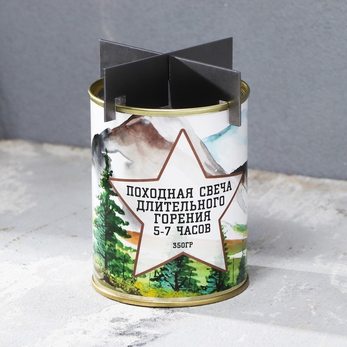 Свеча в жестяной банке походная  Свеча в жестяной банке походная "Звезда", 7,5х9,5 см, тип№1