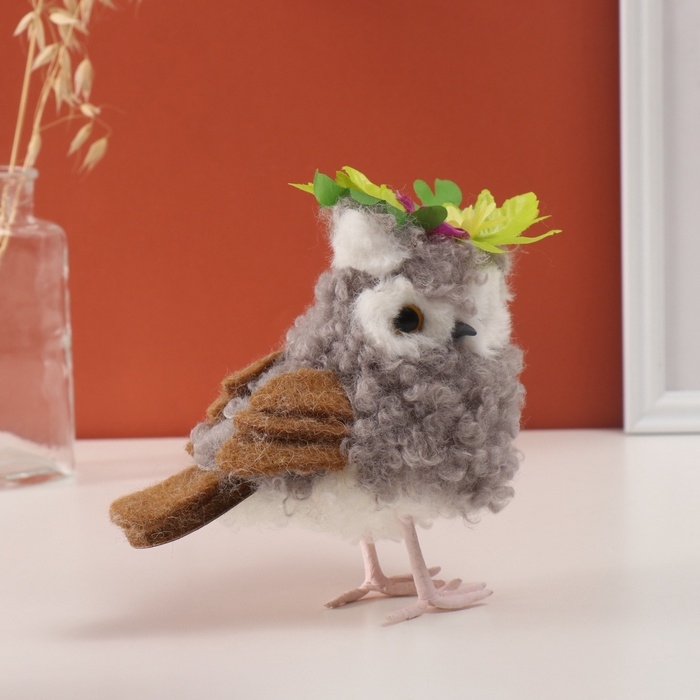 Декор Декор "Кудрявая совушка с цветами" 12х9х17 см