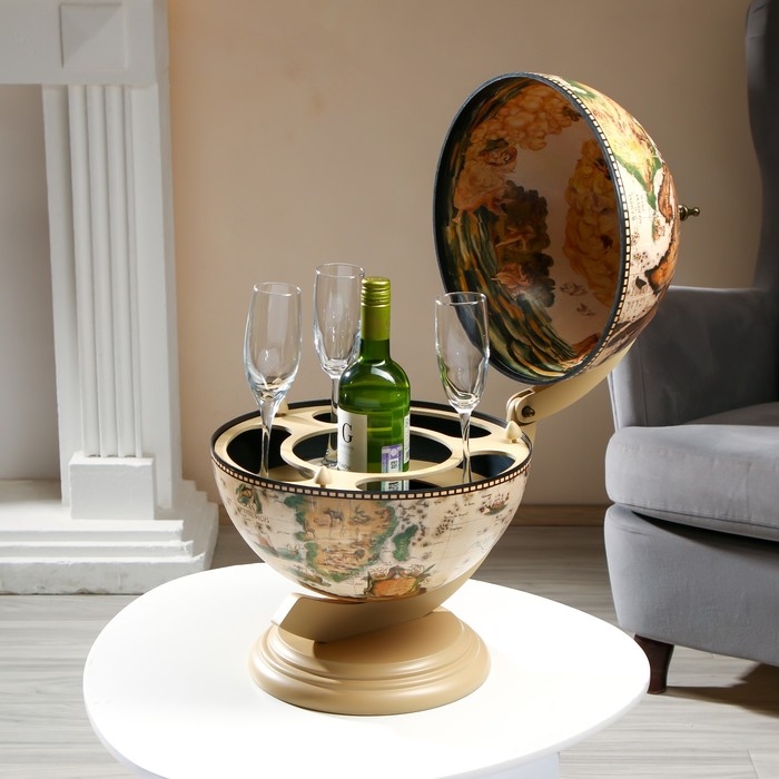 Глобус бар декоративный Глобус бар декоративный "Карта странника" белый 38х33х48 см