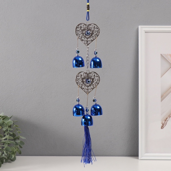 Музыка ветра металл от сглаза Музыка ветра металл от сглаза "Ажурное сердце" 5 колокольчиков 5,5х45 см