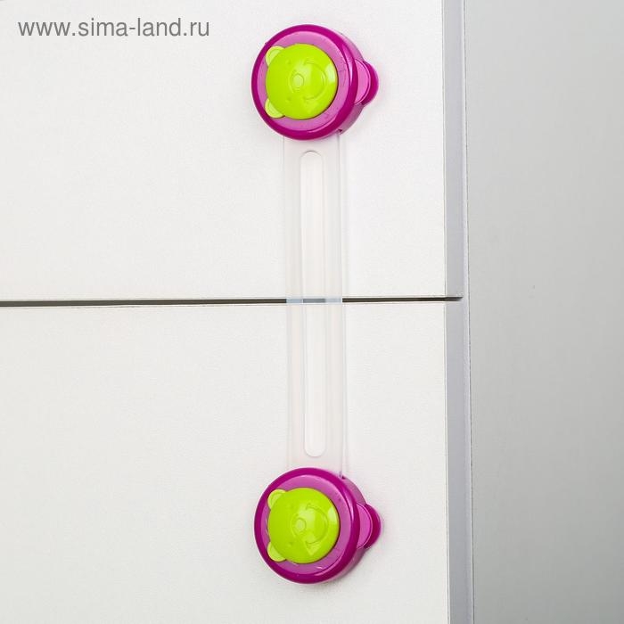 Набор блокираторов для дверей и ящиков «Мишка», универсальные, гибкие, 17 см, 2 шт., цвет бордовый/зеленый, Крошка Я Набор блокираторов для дверей и ящиков «Мишка», универсальные, гибкие, 17 см, 2 шт., цвет бордовый/зеленый, Крошка Я