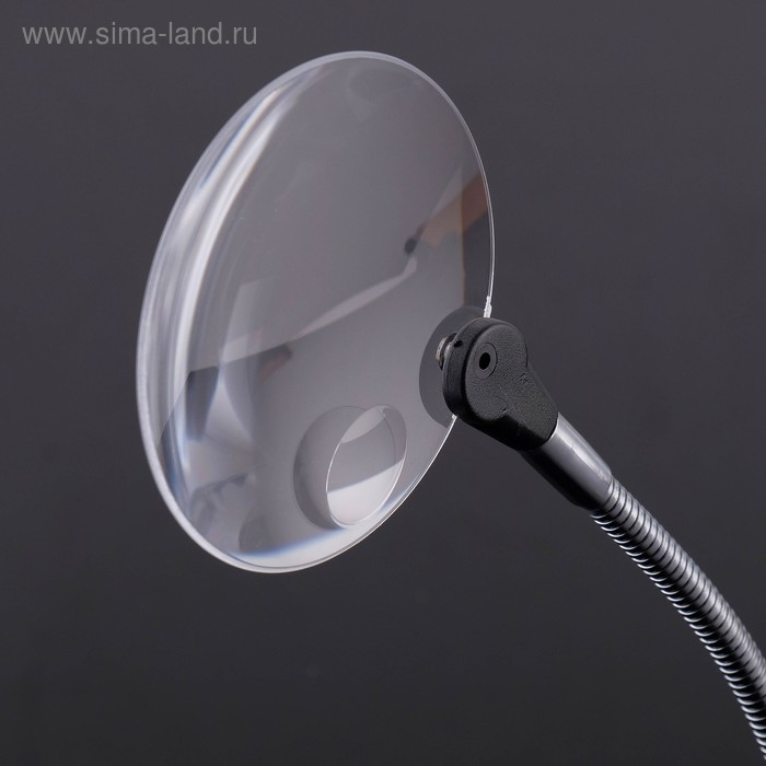 Лупа настольная 3х, 8х, диаметр 9см, на гибкой ножке, с прищепкой