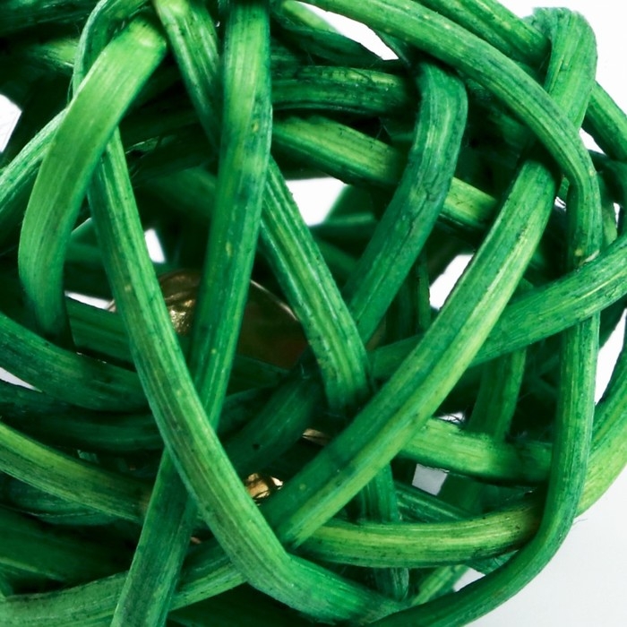 Набор из 2 плетёных шариков из лозы с бубенчиком, 3 см, розовый/зелёный Набор из 2 плетёных шариков из лозы с бубенчиком, 3 см, розовый/зелёный