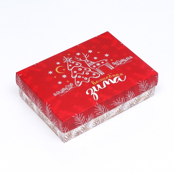 Подарочная коробка сборная Подарочная коробка сборная "Снежинки", 21 х 15 х 5,7 см