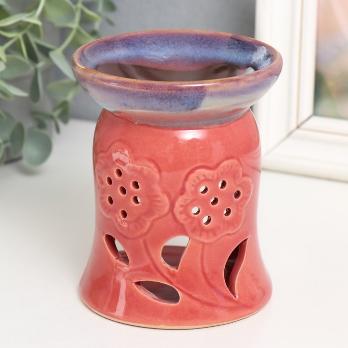 Аромалампа керамика  Аромалампа керамика "Цветы на полянке" МИКС 9,5х9,5х11,5 см