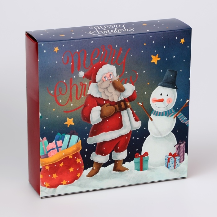 Новый год. Коробка под 9 конфет  Новый год. Коробка под 9 конфет "Ёлочка, гори!", 13,7 х 13,7 х 3,5 см, кондитерская упаковка