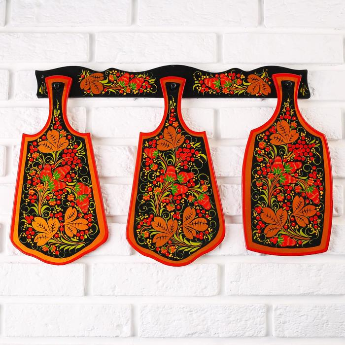 Набор Доски 3 шт и держатель 48×33×1 см хохлома Набор Доски 3 шт и держатель 48×33×1 см хохлома