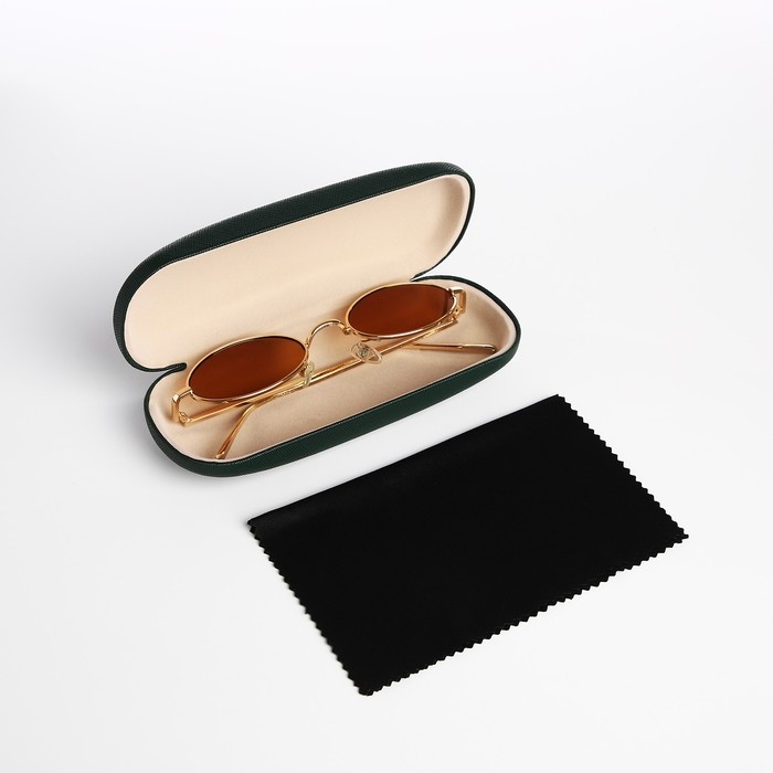 Футляр для очков на хлопушке, длина 16 см, цвет зелёный Футляр для очков на хлопушке, длина 16 см, цвет зелёный