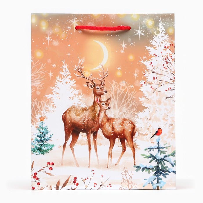 Новый год. Пакет подарочный Новый год. Пакет подарочный "Олени", 18 х 22,3 х 10 см.